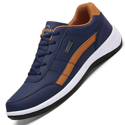 Men's Leather Casual Sneakers Breathable Non-Slip Shoes