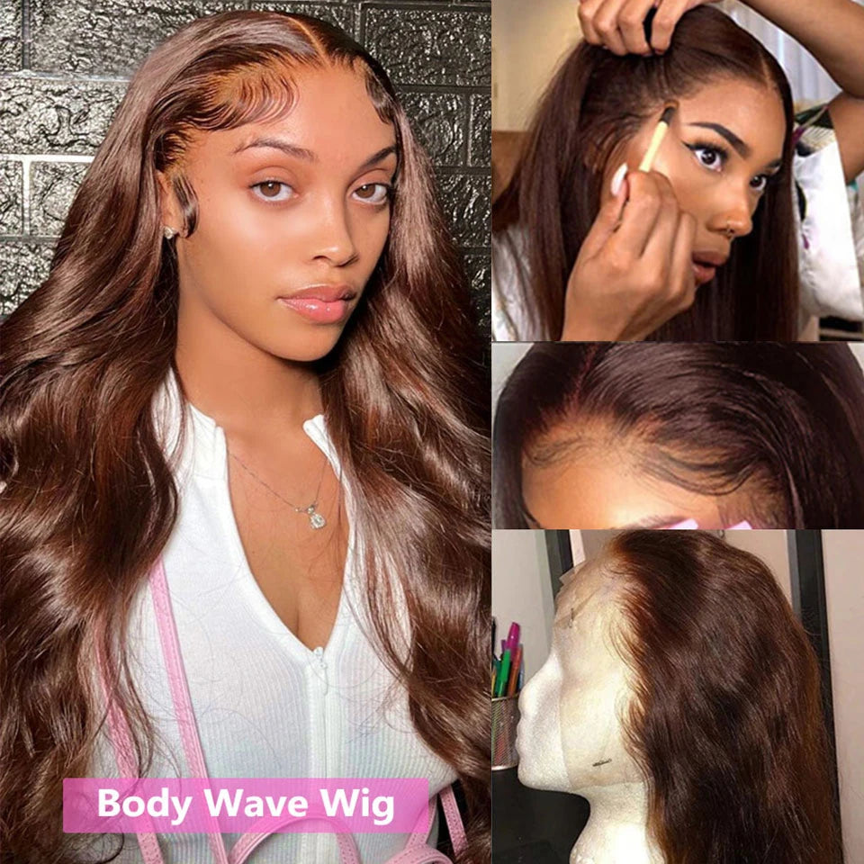 Chocolate Brown Body Wave HD Lace Front Human Hair Wig – 4x4, 13x4 & 13x6