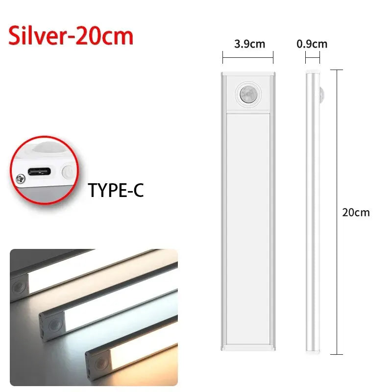 Led Motion Sensor Light Night Wireless Usb Under Cabinet Kitchen Bedroom Wardrobe Indoor Lighting