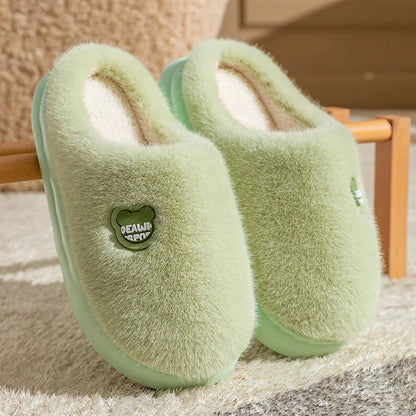 Winter Plush Couple Slippers Men Women Ultra Soft Memory Foam Cloud Comfort Non-Slip Thick Sole