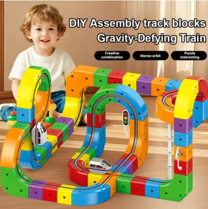 Magnetic Cube Track Train Set – DIY Electric Railway Building Toy