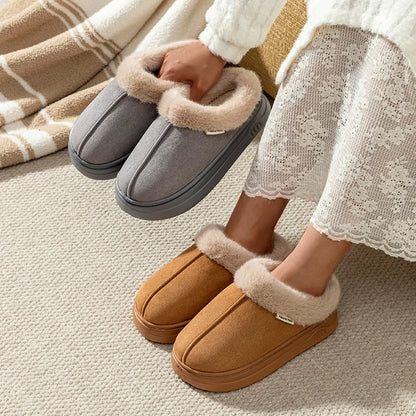 Fur-Lined Winter Slippers Anti-Slip Indoor Outdoor Shoes
