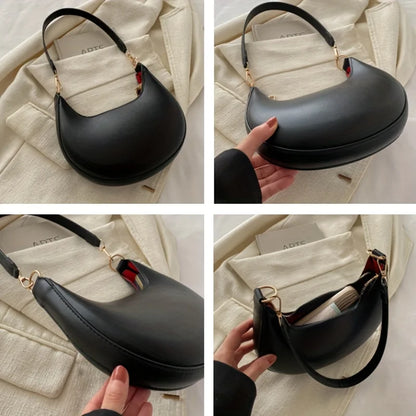Moon Shoulder Bag for Women – Crescent Hobo Purse in PU Leather