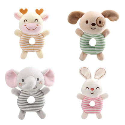 Baby Rattle Toy – Soft Plush Cartoon Animal Hand Ring for Newborns