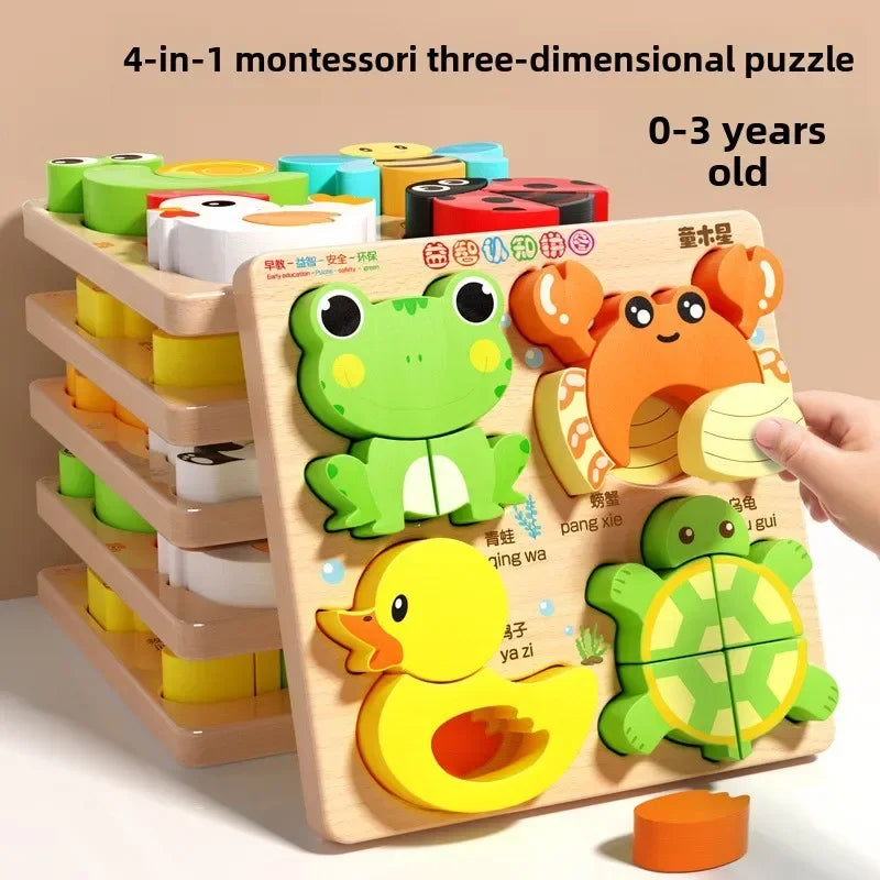 Montessori 3D Wooden Animal Puzzle for Kids