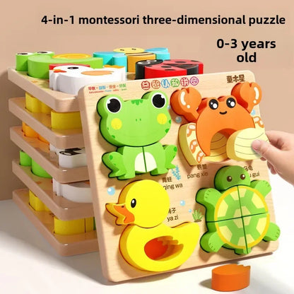 Montessori 3D Wooden Animal Puzzle for Kids