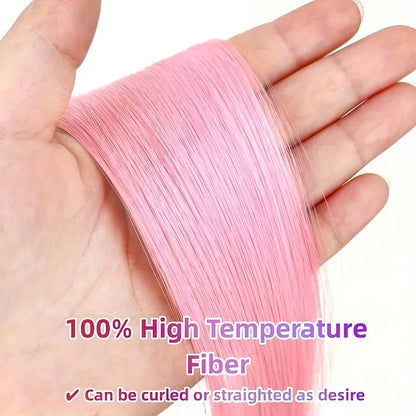 Clip-In Hair Extensions 5pcs Straight Colorful Synthetic 20 Inch