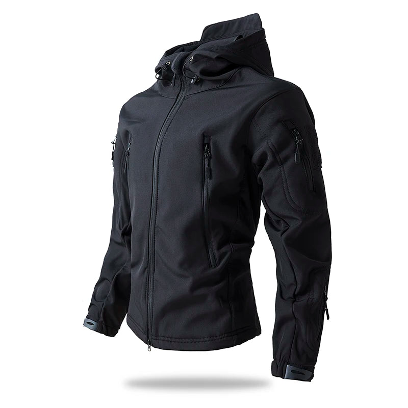 Men's Tactical Soft Shell Jacket – Waterproof Fleece Hooded Coat