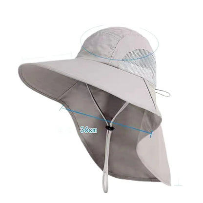 Wide Brim Sun Hat with Neck Flap – Safari Fishing Hiking Cap
