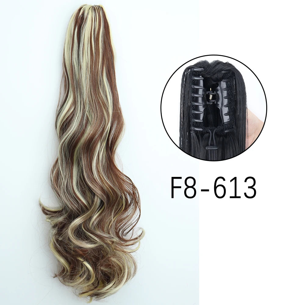 Synthetic Long Straight Claw Clip Ponytail Hair Extensions 24inch Heat Resistant Pony Tail Piece