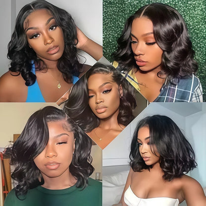 13x4 HD Lace Front Bob Wig Body Wave Human Hair Pre Plucked