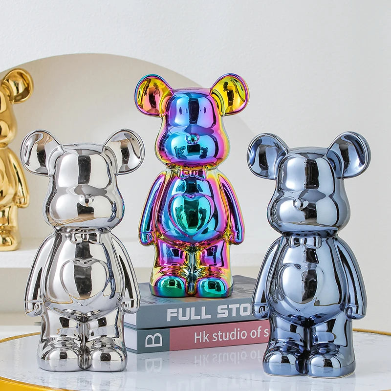 17 27 Cm Aesthetic Bear Brick Ceramic Statue Teddy Decor Action Figure Sculptures Ornament Room Home