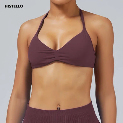 Seamless Halter Sports Bra – Women's Push-Up Gym Bra