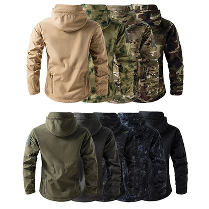 Men's Tactical Soft Shell Jacket – Waterproof Fleece Hooded Coat
