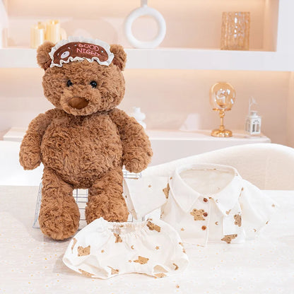 Pajama Teddy Bear Plush Doll – Cute Stuffed Animal with Sleep Mask