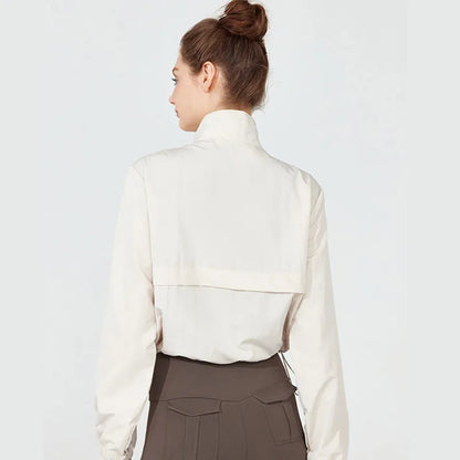 Women's Long Sleeve Athletic Jacket – Half-Zip Crop Top