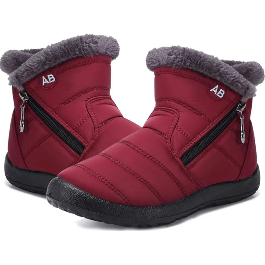 Women's Winter Snow Boots – Fur-Lined Ankle Boots with Side Zipper