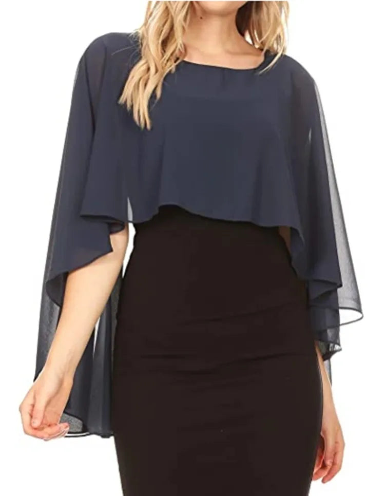 Chiffon Bridal Cape Wrap for Women