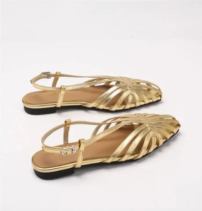 Women's Flat Sandals – Multi-Strap Cage Design Dress Shoes