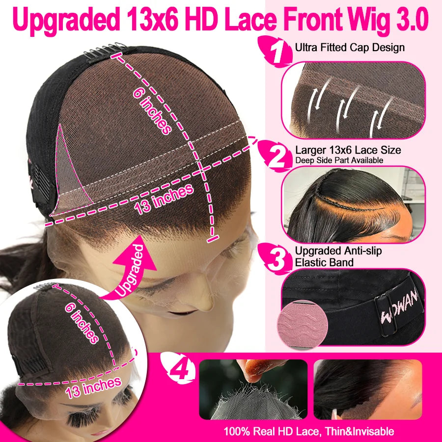 Wow Angel Hd Lace Front Wigs 250 13x6 Straight Hair Invisible Melt Skin Human Wig