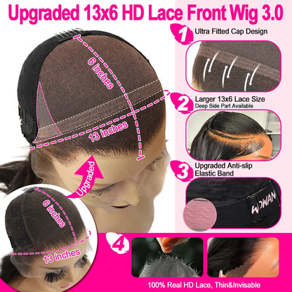 Wow Angel Hd Lace Front Wigs 250 13x6 Straight Hair Invisible Melt Skin Human Wig