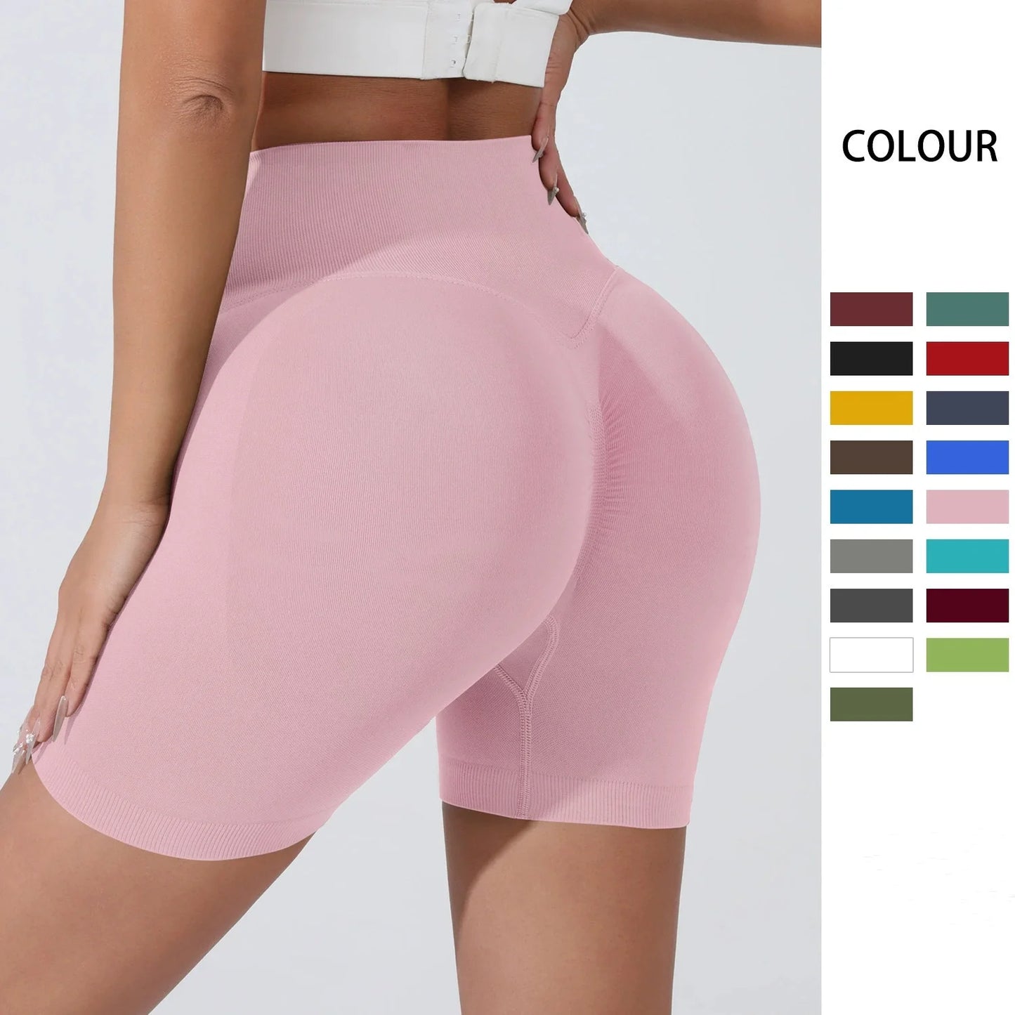 Women's High-Waist Butt Lifting Biker Shorts – Seamless Gym & Running Shorts