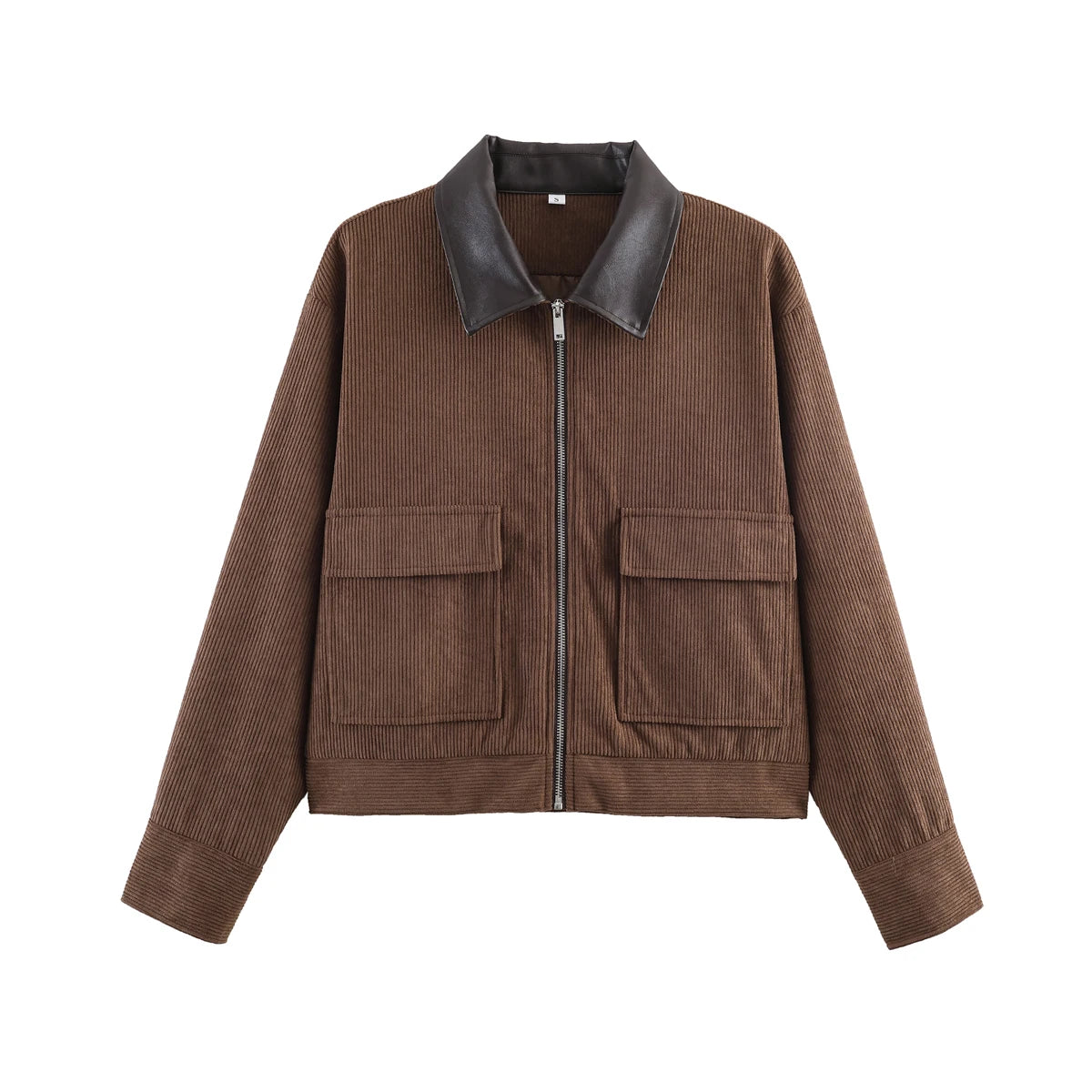 Women's Casual Corduroy Zip-Up Jacket with Pockets