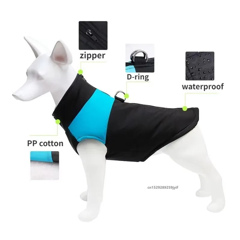 Waterproof Padded Dog Jacket Winter Vest with Zipper