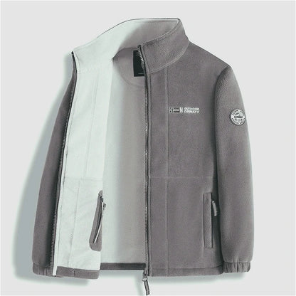Men's Thick Polar Fleece Jacket – Full-Zip Warm Outdoor Winter Coat