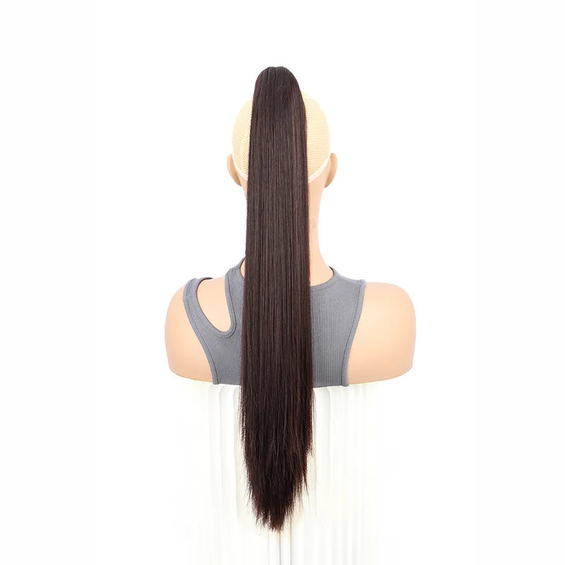 Claw Clip Ponytail Hair Extensions – 24 Inch Straight Synthetic