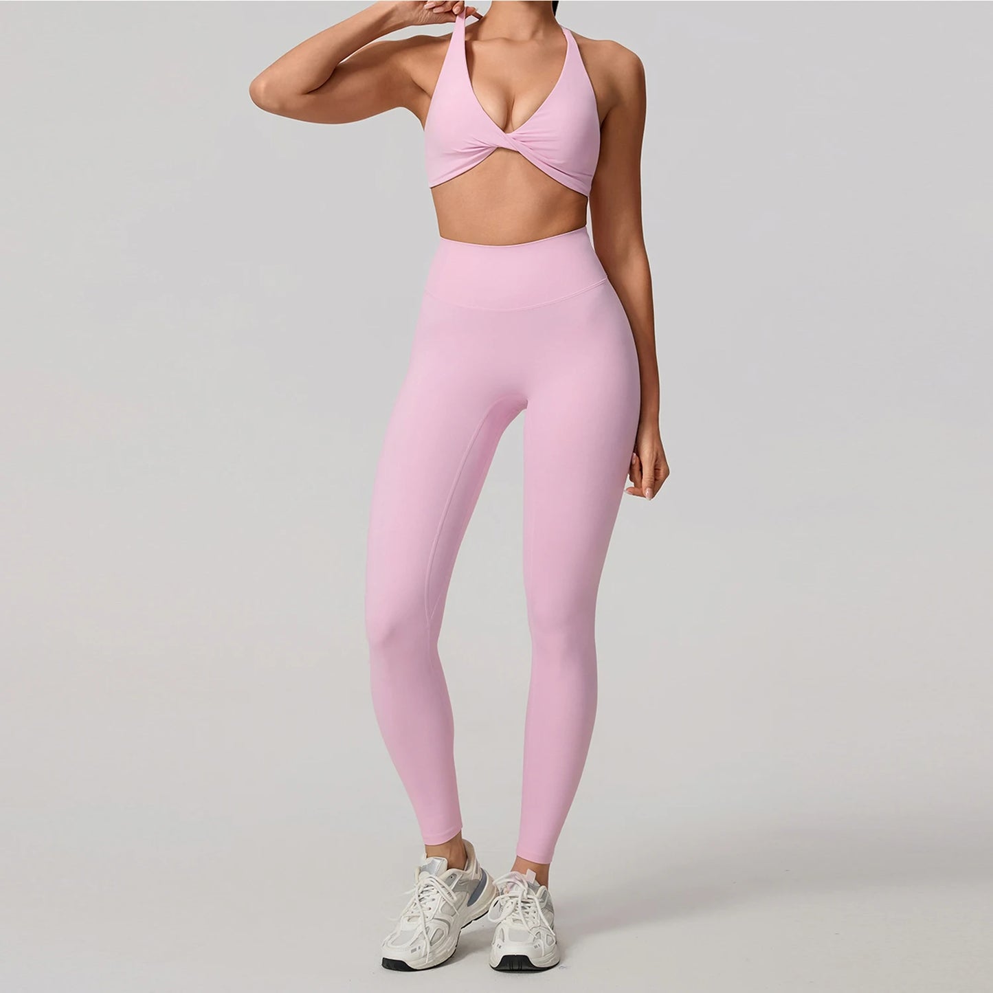 Women's 2-Piece Yoga Set – Long Sleeve Crop Top & Shorts