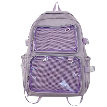 Transparent Ita Backpack – Large Capacity Japanese Style School Bag for Women