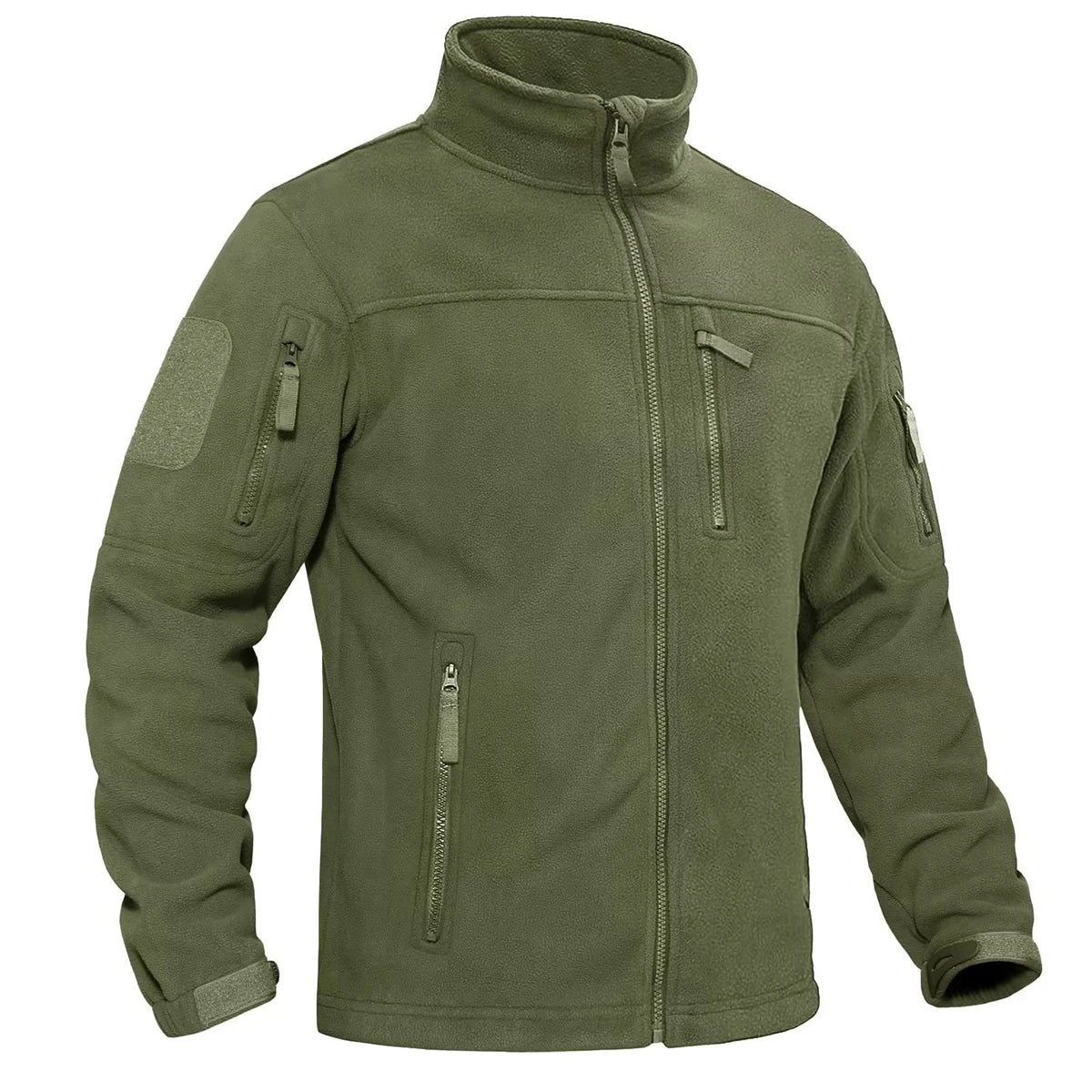 Men's Fleece Jacket Full-Zip Windproof Tactical Coat Multi-Pocket