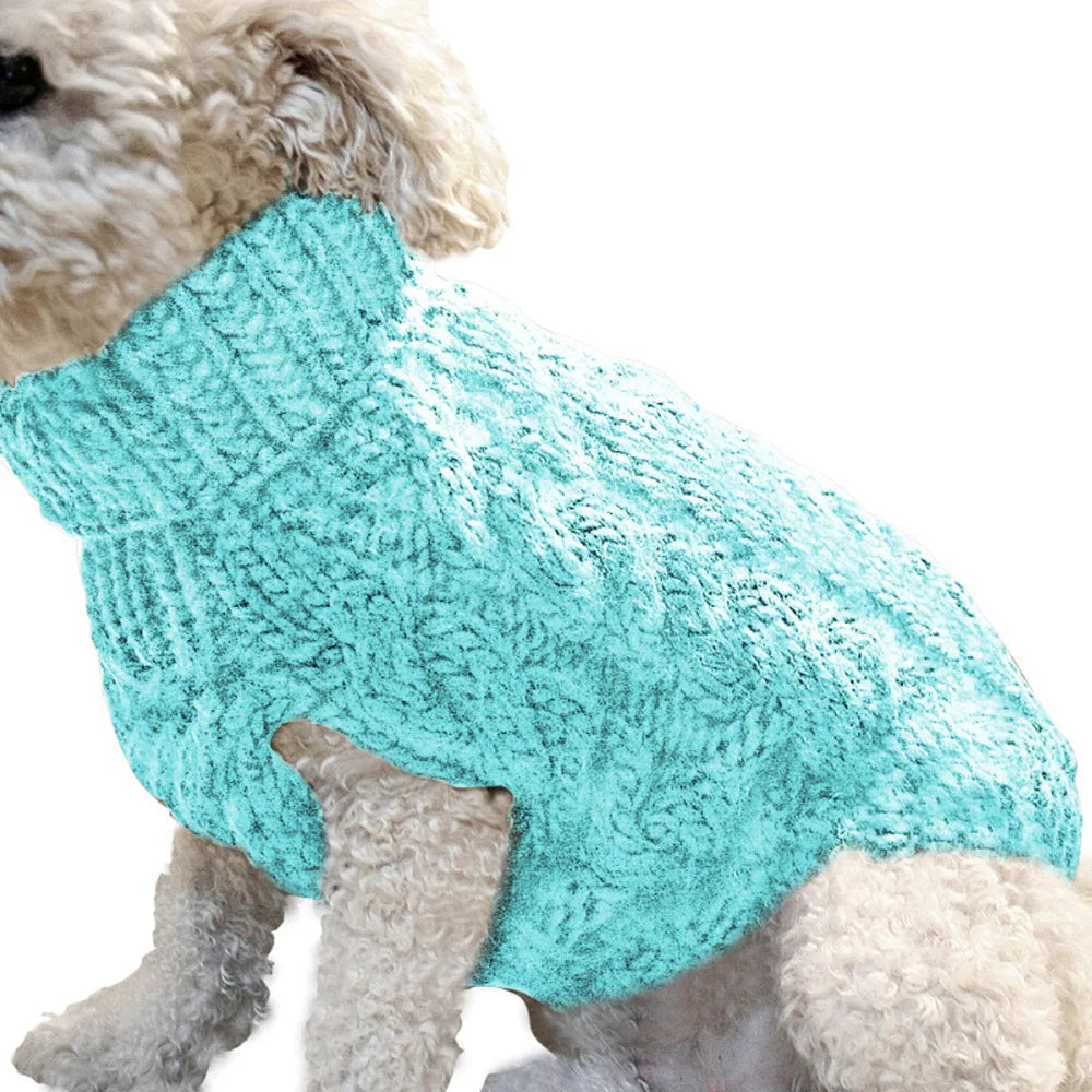 Cable Knit Dog Sweater – Warm Winter Turtleneck for Small Dogs