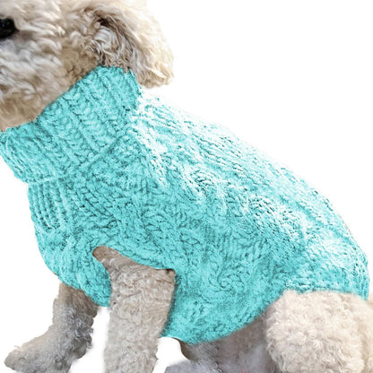 Cable Knit Dog Sweater – Warm Winter Turtleneck for Small Dogs