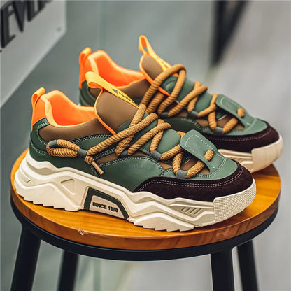 Men's Chunky Platform Sneakers – Casual Outdoor Lace-Up Shoes