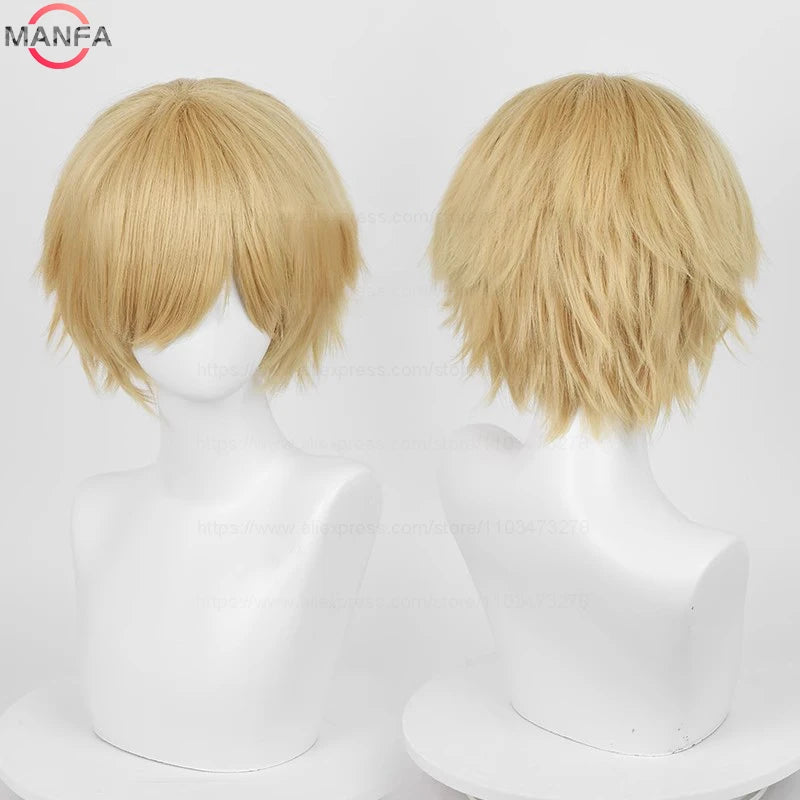 Anime 30cm Short Straight Cosplay Wig Black White Green Brown Purple Blue Gray Red Gold Man Women