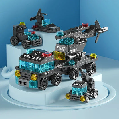 City Police Building Blocks Set – 6-in-1 Vehicle Construction Toy