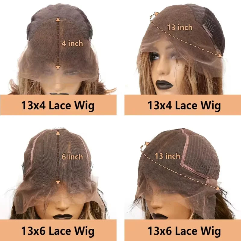P4 27 Brazilian Body Wave Human Hair Wig Women 34 Inch 13x4 Hd Transparent Lace Frontal Colored