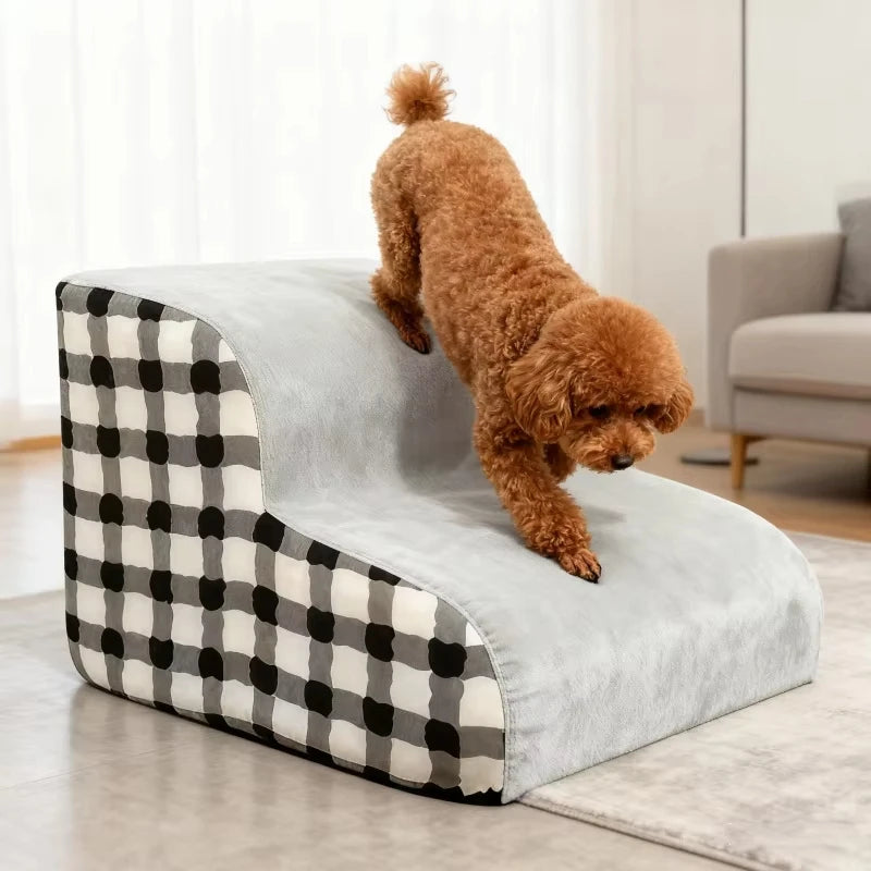 Pet Stairs for Bed – 2 or 3 Step Foam Dog & Cat Ladder, Washable