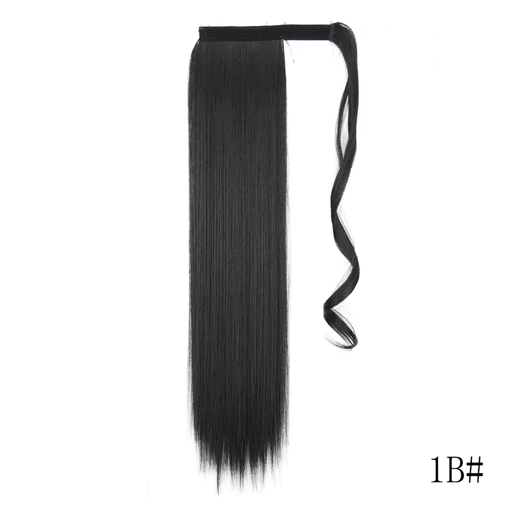 Wrap Around Ponytail Extension – Long Straight Synthetic Clip-In