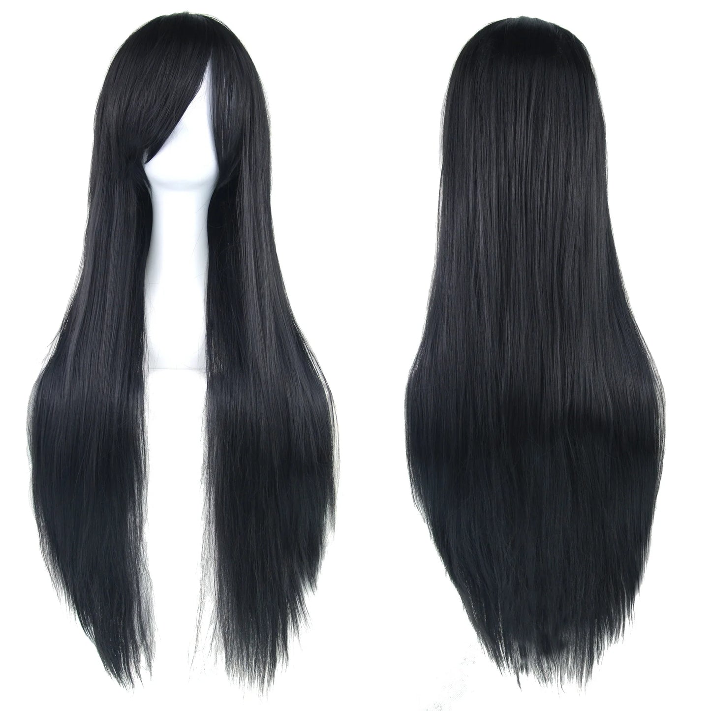 Soowee Long Synthetic Hair White Purple Cosplay Wigs Party Black Straight Wig Hairpiece Women