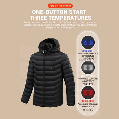 USB Electric Heated Jacket – 21 Heating Zones, 3-Gear Temperature Control