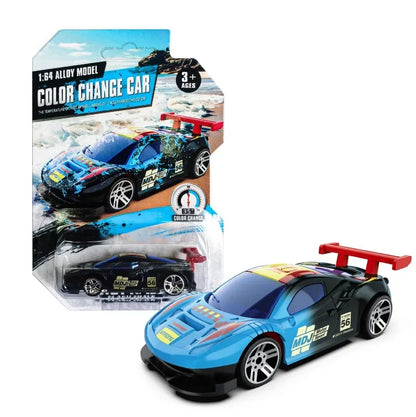 Color-Changing Die-Cast Racing Car Toy – 1:64 Pull Back Model