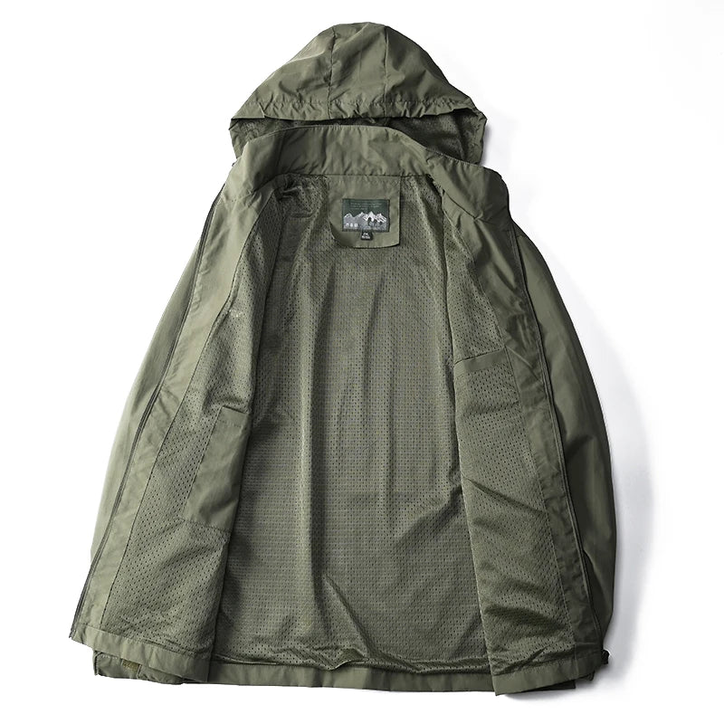 Men's Waterproof Tactical Windbreaker Jacket with Hood