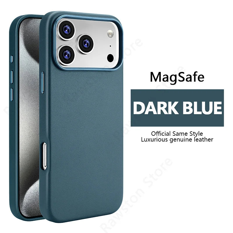 Official Magnetic Leather Case Apple Iphone 17 Pro Max 16 13 12 14 15 Plus Original Macsafe Magsafe