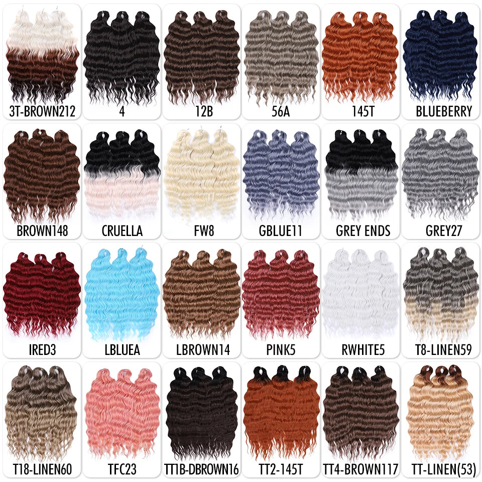 Anna 24 Inch Synthetic Hair Water Wave Braiding Extensions Ombre Blonde Deep Afro Curl Twist Crochet