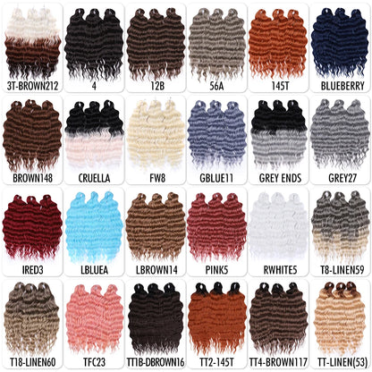 Anna 24 Inch Synthetic Hair Water Wave Braiding Extensions Ombre Blonde Deep Afro Curl Twist Crochet