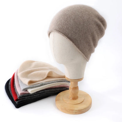 100% Cashmere Knit Beanie – Luxury Winter Hat for Women & Men