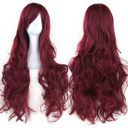 Soowee Curly Long Synthetic Hair Green Wig Hairpiece Pink Black Party Cosplay Wigs Women